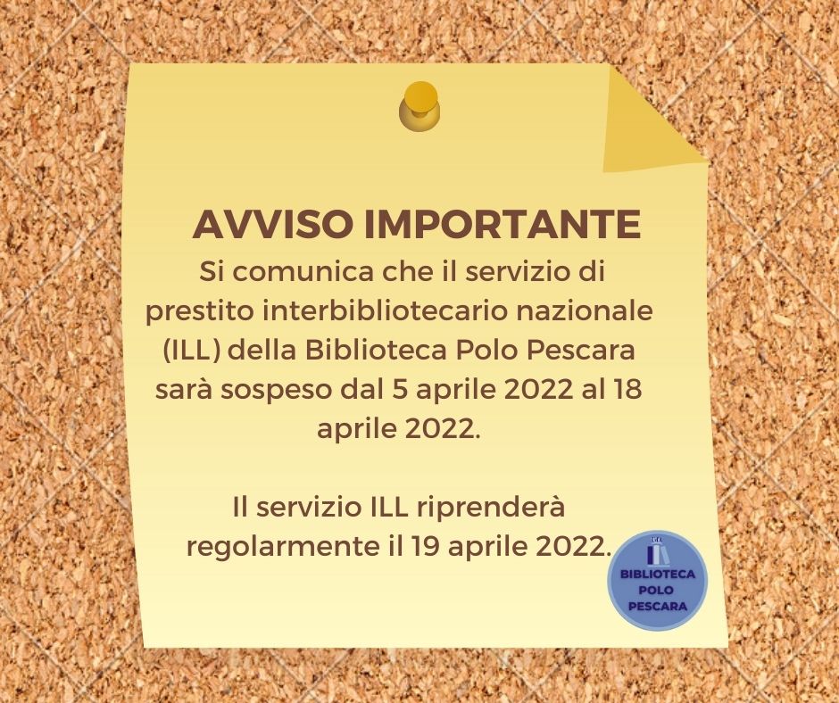 Sospensione ILL Biblioteca Polo Pescara